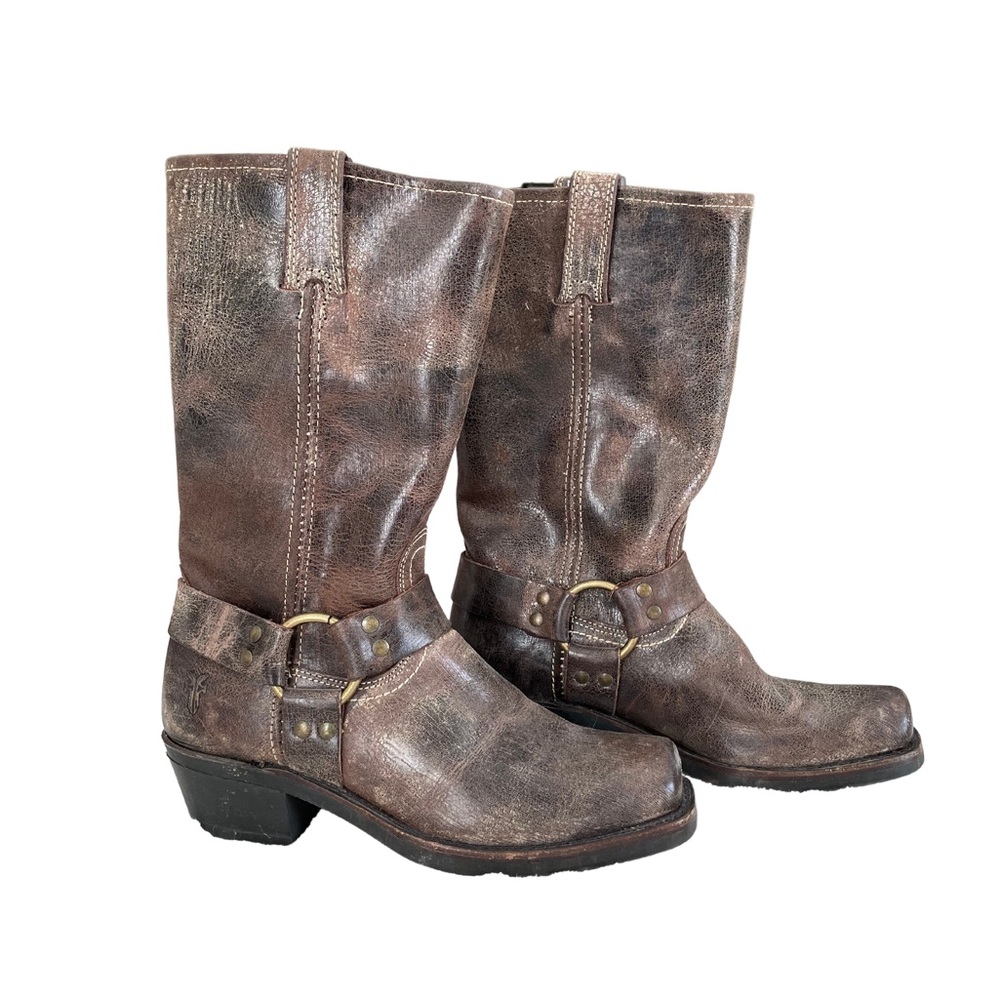 Frye Tall Leather Harness Moto Boots